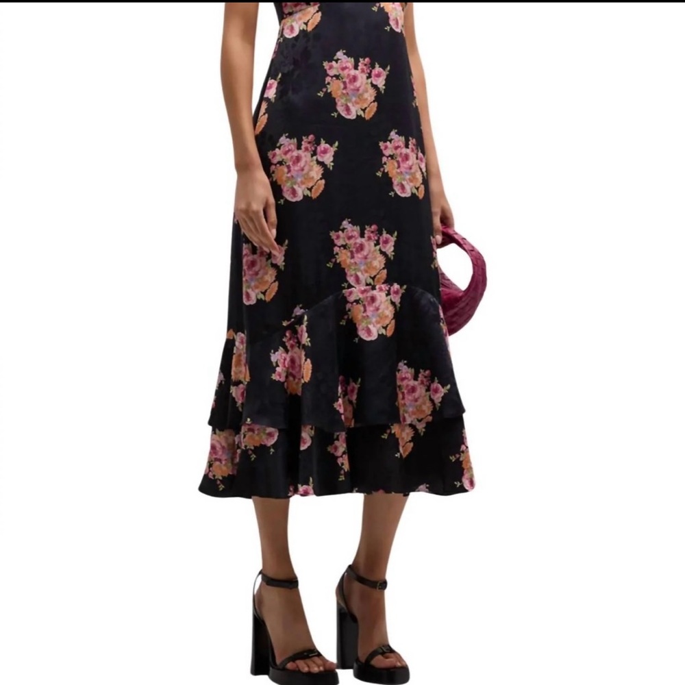 LoveShackFancy Elowen Midi dress floral Silk blend fabric size 0 - Picture 11 of 14